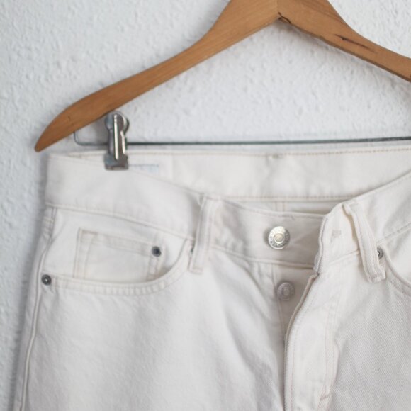 H & M relaxed fit button fly off white denim jeans mens 30/30 - Picture 7 of 7